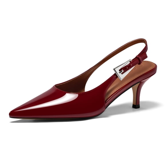 Women Closed-Toe, Pointed-Toe Slingback Pumps — Kitten-Heel Formal Footwear