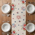 thumbnail image 4 of Table Runner 72 Inches Long for Kitchen Dining, 4th of July Dresser Scarf Farmhouse, Dining Table Decorations for Wedding/Parties, Blue Truck American Flag Firework Flowers 13 x 72 In, 4 of 8