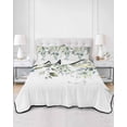 thumbnail image 3 of Eucalyptus Leaves Summer Quilt Set Twin Size, Soft Microfiber Quilted Bedding Set with 2 Pillow Shams, Watercolor Weeping Teal Botanical Lightweight All Season Bedspread Coverlet for Bedroom 68"x86", 3 of 6