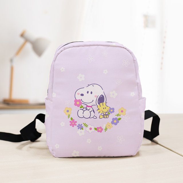 Miniso Snoopy Charlie Brown Bolso de hombro de lona con estampado de dibujos animados Mochila pequeña Mochila de viaje Mochila de ocio para regalo de cumpleaños