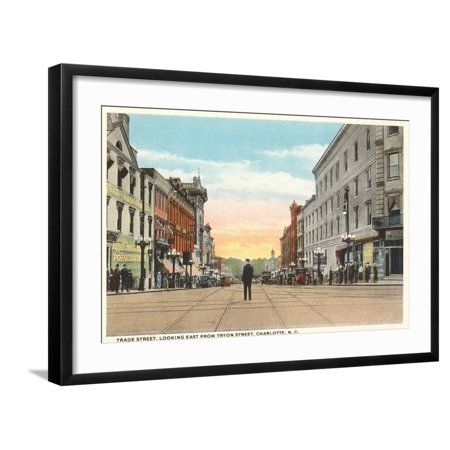 Art.com Trade Street, Charlotte, North Carolina Art Print, Black Frame Wall Art, 29" x 21"