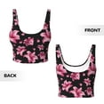 thumbnail image 5 of Haiem Lilies Flowers Pattern Womens Sports Bra - U Neck Padded Low Impact Yoga Bra Workout Crop Top Gym Moisture-Wicking Workout Vest -, 5 of 9