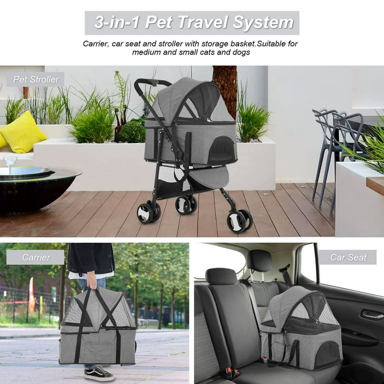 Cat stroller top carrier travel system