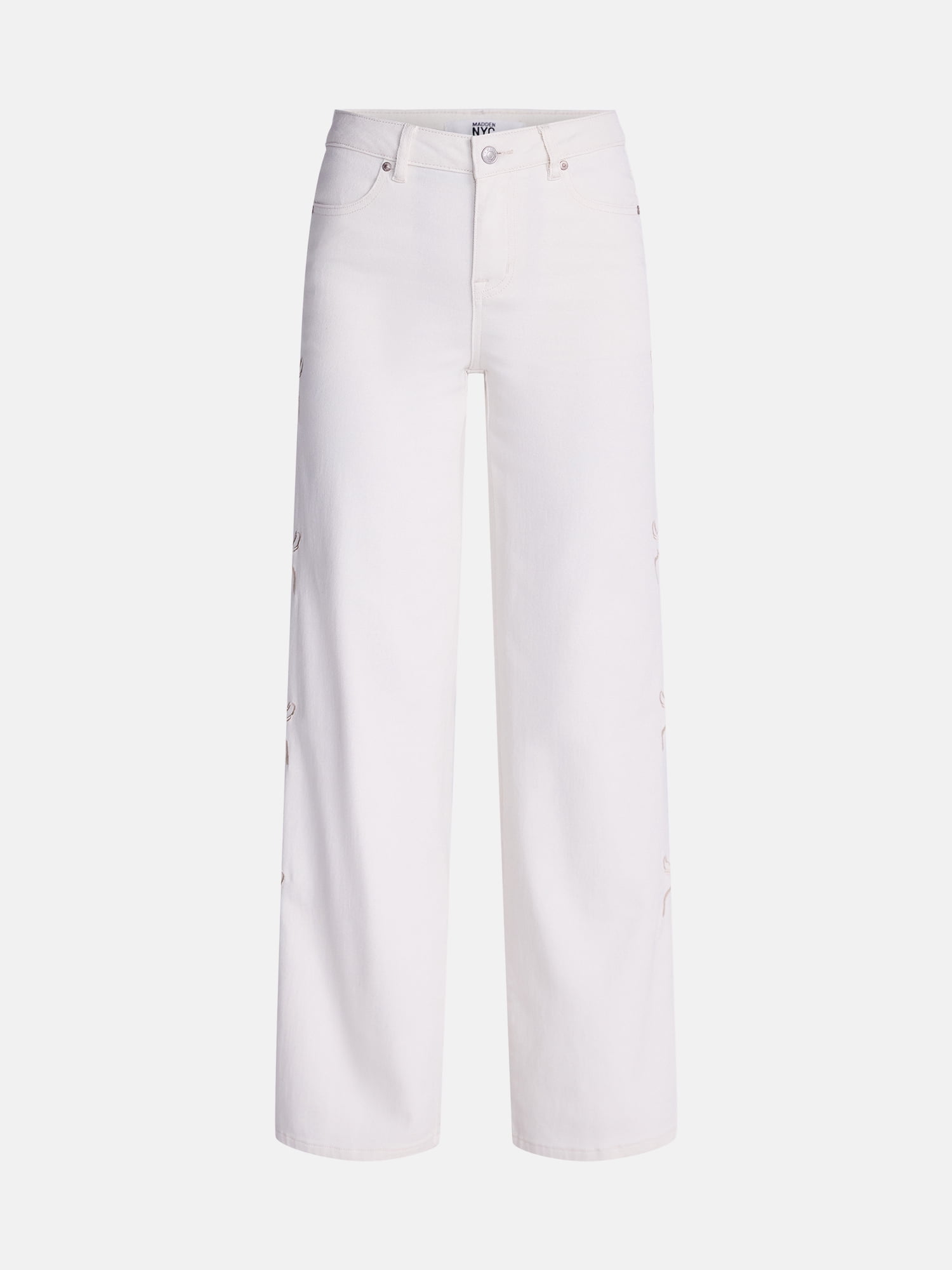 Madden NYC Women’s Ultra 90's Jeans with Bow Embroidery, 32'' Inseam, Sizes 00-18