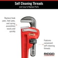 thumbnail image 6 of 31015 Heavy-Duty Straight Pipe Wrench, 12 Inch Sturdy Plumbing Tool with  Cleaning Threads and Hook Jaws, 6 of 7