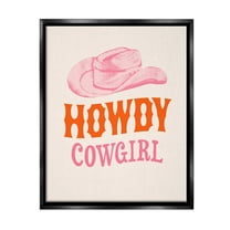 Stupell Industries Howdy Cowgirl Phrase Typography Painting Black Floater Framed Canvas Art Print Wall Art, 17 x 21
