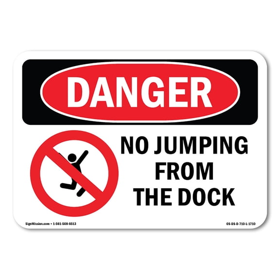 OSHA Danger Sign - No Jumping From The Dock | Decal | Protect Your Business, Construction Site, Warehouse & Shop Area |  Made in The USA