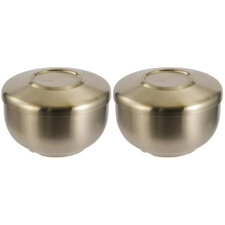 

Bestonzon 2pcs Korean Stainless Steel Rice Bowl with Lid Traditional Unbreakable Rice Soup Bowl