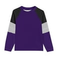 thumbnail image 5 of FAIWAD Girls Stripe T-Shirts Kids Casual Loose Color Block Long Sleeve Crewneck Patchwork Tops with Pockets 4-14Years, 5 of 6