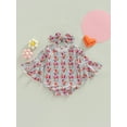 thumbnail image 2 of Seyurigaoka Infant Baby Girl Valentine's Day Jumpsuit Flare Long Sleeve Round Neck Letter/Heart Print Romper Tops + Headband, 2 of 7