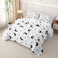 thumbnail image 3 of Manfei Lovely Black Moon Twin Quilt Set,Sprinkle Stars Print Twin Coverlet Set,Black Reversible,2-Piece,1 Bedspread and 1 Pillowcase, 3 of 7
