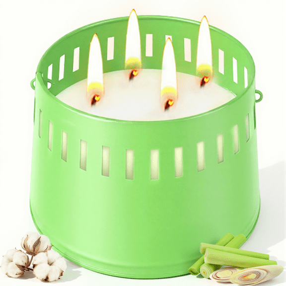 Giphtpoeet Large Outdoor Citronella Candle 4 Wicks Strong Scent Soy Wax Candle for Garden,Picnic,Camping