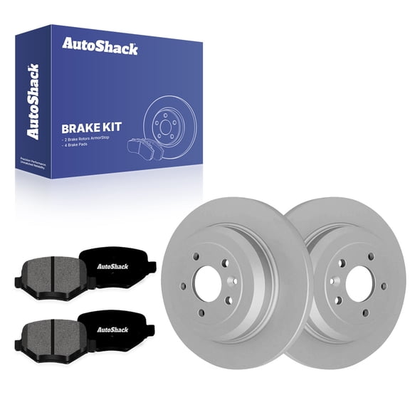 AutoShack Rear Solid Coated Brake Rotors   Premium Ceramic Pads 6-PC Brake Kit Replacement for 2011-2019 Ford Explorer 2011-2014 Ford Edge 2011-2015 Lincoln MKX ArmorStop 12.99" (330 mm)