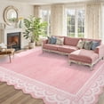 thumbnail image 5 of Garvee 5'x7' Scalloped Area Rug Modern Lace Edge Carpet, Washable Solid Rug Non-Slip Low Pile Indoor Mats for Living Room Bedroom Home Decor, Pink, 5 of 10