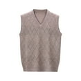 thumbnail image 4 of uikmnh Mens Wool V Neck Knitted Sweater Vest Cardigan Color Block Casual Versatile Sleeveless Sweater Vest-Beige-XL, 4 of 5