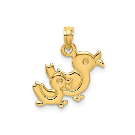 FJC Finejewelers 10 kt Yellow Gold 3-D Two Ducks Charm 16 x 17 mm
