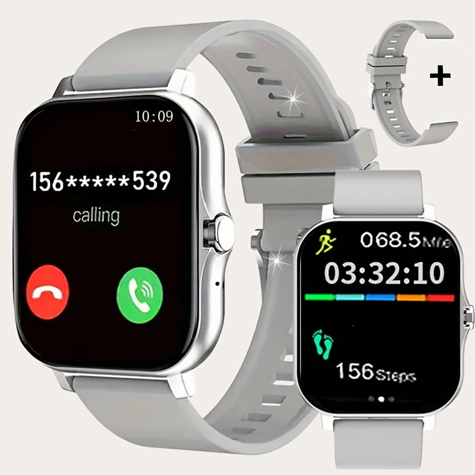 1.83" Full Touch Smartwatch for Men Women, USB Rechargeable with Wireless Call, Message Alerts, Sports Modes, Activity Tracker, Music Control, Compatible with Android iPhone