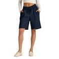 thumbnail image 2 of Women'S Shorts Loose with Pockets Knee Length for Yoga Casual Walking Exercise Shorts Navy Blue XL, 2 of 7