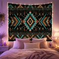 thumbnail image 2 of Bold Diamond Geometric Pattern on Black Fabric, Moody Boho Style for Boho Decor Lovers, Southwestern Wall Decor, Housewarming Gift, Tapestry Wall Hanging for Bedroom and Dorm, 2 of 7
