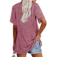 thumbnail image 5 of Short Sleeved Women V-Neck Solid Color Loose T-Shirt Tops, 5 of 5