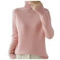 thumbnail image 2 of Pink Womens Fall Tops Turtleneck Sweater Women's Autumn and Winter New Thickened Korean Women's Solid Color Pullover Loose Knitted Long Sleeved Bottoming Shirt Sweaters for Women, 2 of 5