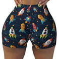 thumbnail image 2 of Fuzoiu Spaceships and Stars Print Women's Workout Shorts,Workout Biker Shorts Women,Exercise Fitness Shorts,Scrunch Short, Athletic Shorts for Gym Yoga Running Sport Active-X-Large, 2 of 8