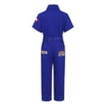 thumbnail image 4 of Haitryli Girls Boys Mechanic Jumpsuits Coverall Boiler Suit Zip-Front Short Sleeve Overalls Flight Suit Bodysuit Blue 14-15, 4 of 7