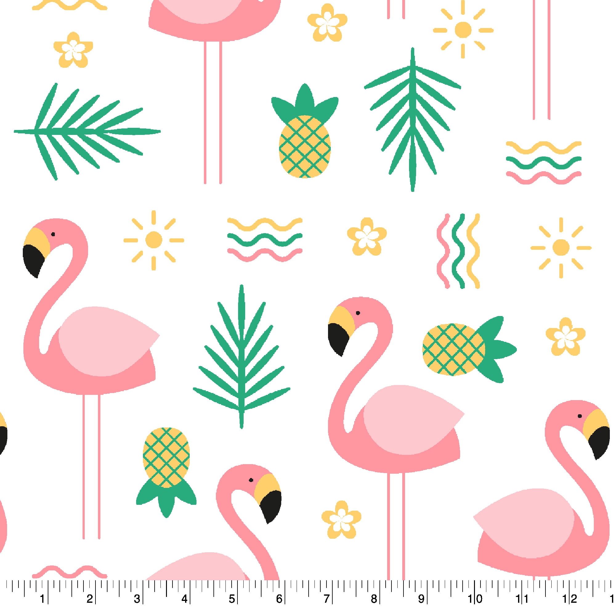59" x 2 Yards Precut Microfleece Fabric, 100% Polyester, Pink Flamingo design