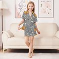thumbnail image 6 of FORMRS Kids Short Sleeve Top and Pants Pajama Set Unisex Satin 2-Piece Sleepwear, Sizes 11-12Y, Gray Halloween Dancing, 6 of 8