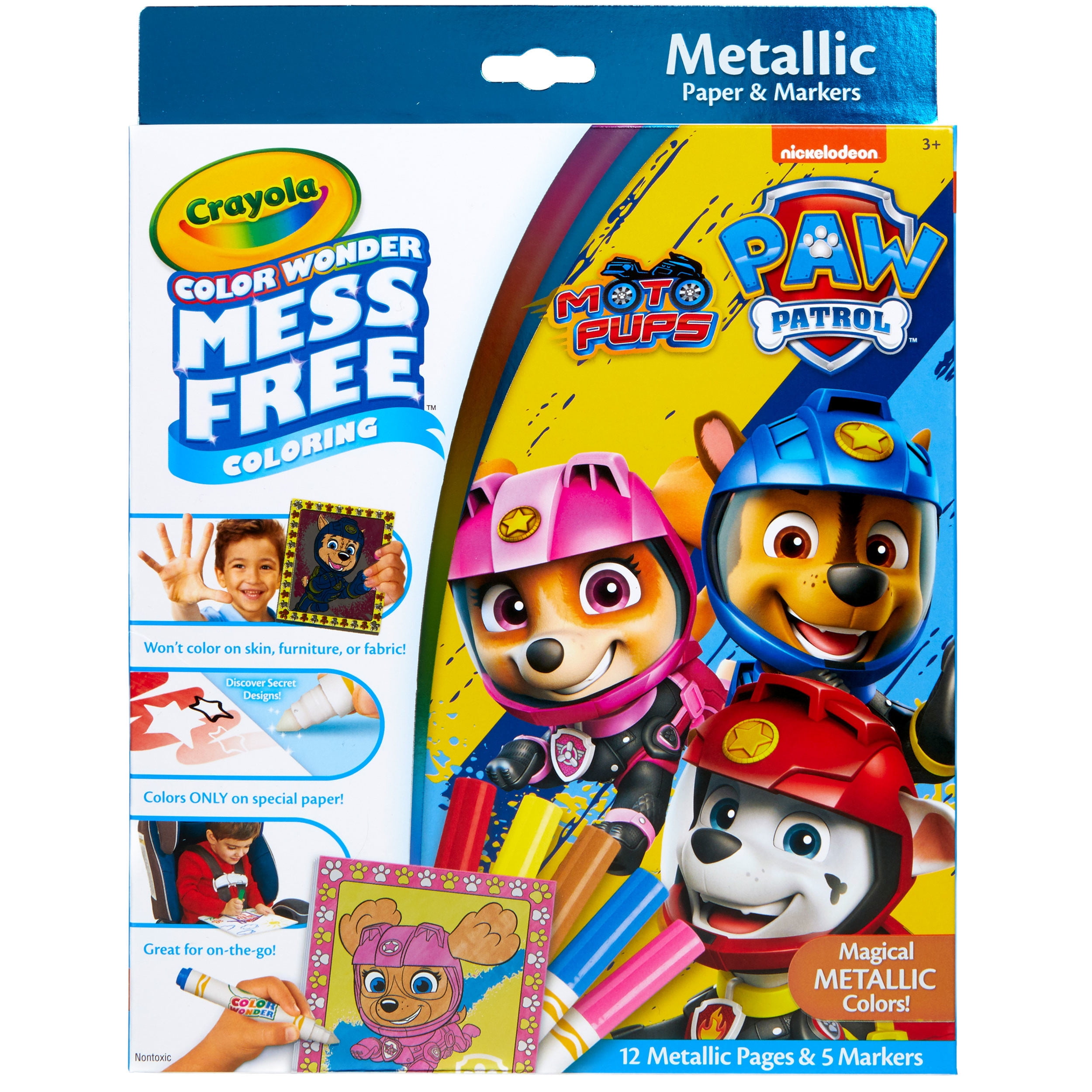 Crayola Paw Patrol Color Wonder Metallic Mess Free Coloring Set, 12 Pages, Gift for Kids, Ages 3+