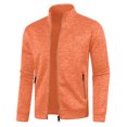 thumbnail image 4 of Sewkxo Mens Zip Up Sweatshirt Without Hood Fall Fashion Jackets Zipper Mock Neck Coat Casual Long Sleeve Top With Pockets,Orange 2XL, 4 of 7