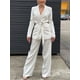 thumbnail image 3 of Blazer de manga larga con cuello en V y cinturón para mujer, conjunto de pantalón largo con cordones a la moda, traje elegante para oficina, 2023, 3 of 5