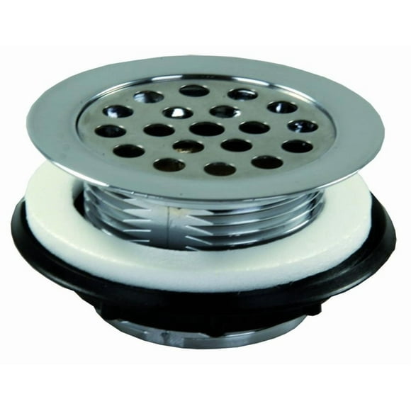 JR Waste Water Drain Strainer 95175 For 2 Inch Shower Drain Opening; Chrome Plated; Plastic; Single; With Grid/Foam Gasket/Locknut