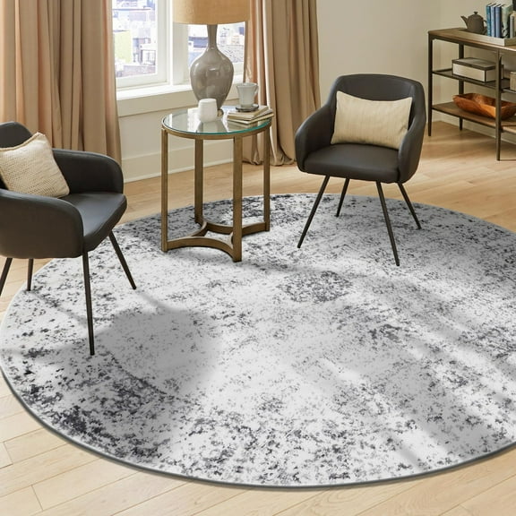 Unique Loom Sofia Collection Area Rug - Casino (4' Round Gray/Beige)