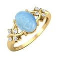 thumbnail image 3 of 925 Sterling Silver Gold Vermeil 8X6 mm Oval Shape Larimar Women's Valentines Day Gifts Ring, 3 of 4