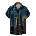 thumbnail image 4 of IWRICH Men's Bowling Shirt 1950s Retro Rockabilly Style Short Sleeve Button down Music Hawaiian Shirts 02-Navy S, 4 of 4