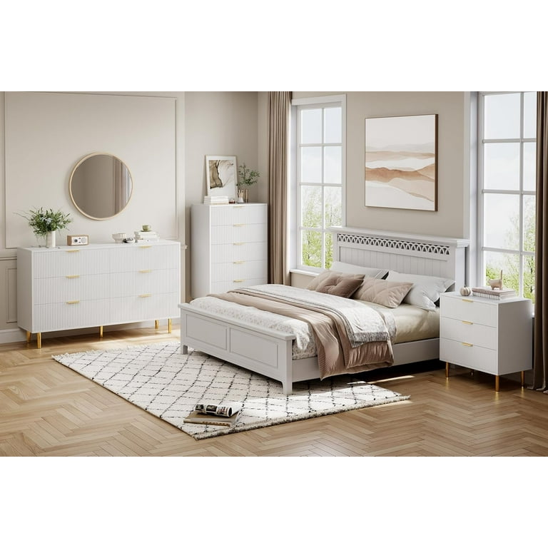 white and gold 3 drawer dresser for Bedroom with Handle Large Drawer for Bedroom Seasonal Edit