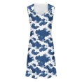 thumbnail image 4 of Summer Savings Clearance!Viikei Women's Classic A-Line Sleeveless Dress,Women's Casual Versatile Printed V Neck Casual Sleeveless Suspender Dress Blue S, 4 of 5