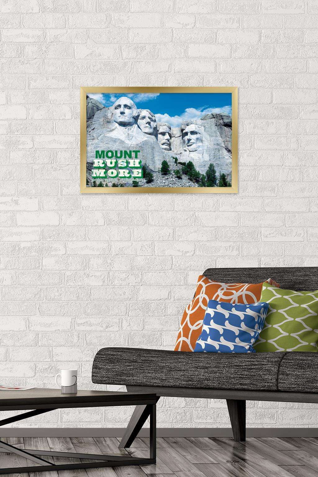 Mount Rushmore Wall Poster, 14.725" x 22.375", Framed