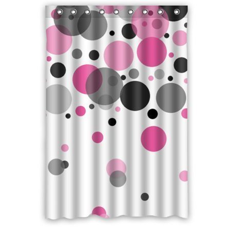 Mohome Hipster Pink Polka Dots Shower Curtain Waterproof Polyester