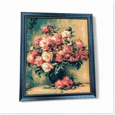 Renoir's Rose Garden Cross Stitch Kit - A Stunning Bouquet of Roses to Stitch and Display! #CountedCrossStitch #RenoirInspired #BouquetOfRoses #DIYCrafts