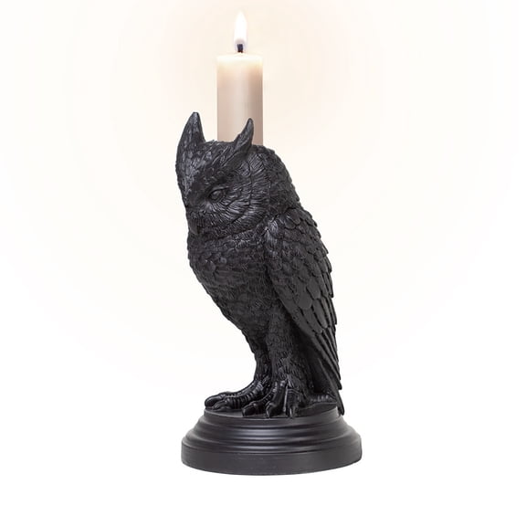 The Vault Home Decorative Owl Of Astrontiel Candlestick - Black