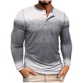 thumbnail image 2 of Blusas y camisas de manga larga con cuello redondo y degradado para hombre, blusas casuales con botones y cuello redondo, blusas de poliéster para hombre, 2 of 7