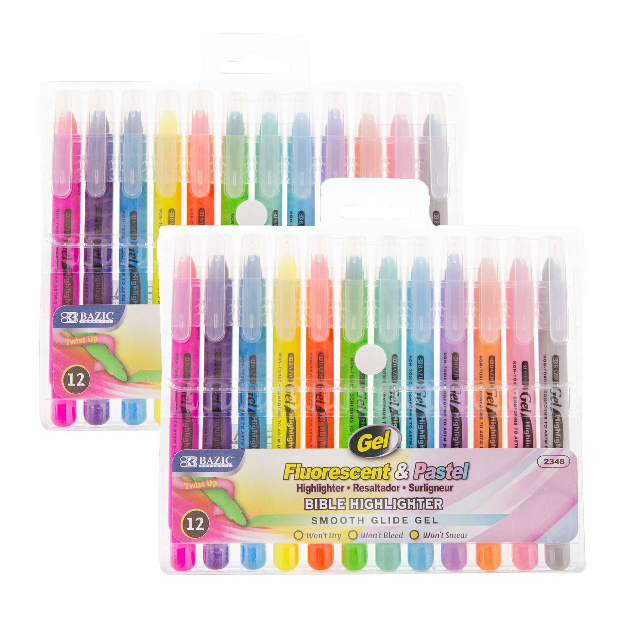 BAZIC Highlighter Gel Pen Bible Highlighter, No Bleed Highlighting Coloring Pen (12/Pack), 2