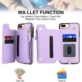 thumbnail image 6 of Wallet Case for Apple iPhone 8 Plus/iPhone 7 Plus, with Crossbody Shoulder Strap & Hand Wrist Cards Holder Zipper Pocket Stand Feature Protective Shockpoof Case for iPhone 8 Plus/7 Plus,Lightpurple, 6 of 7