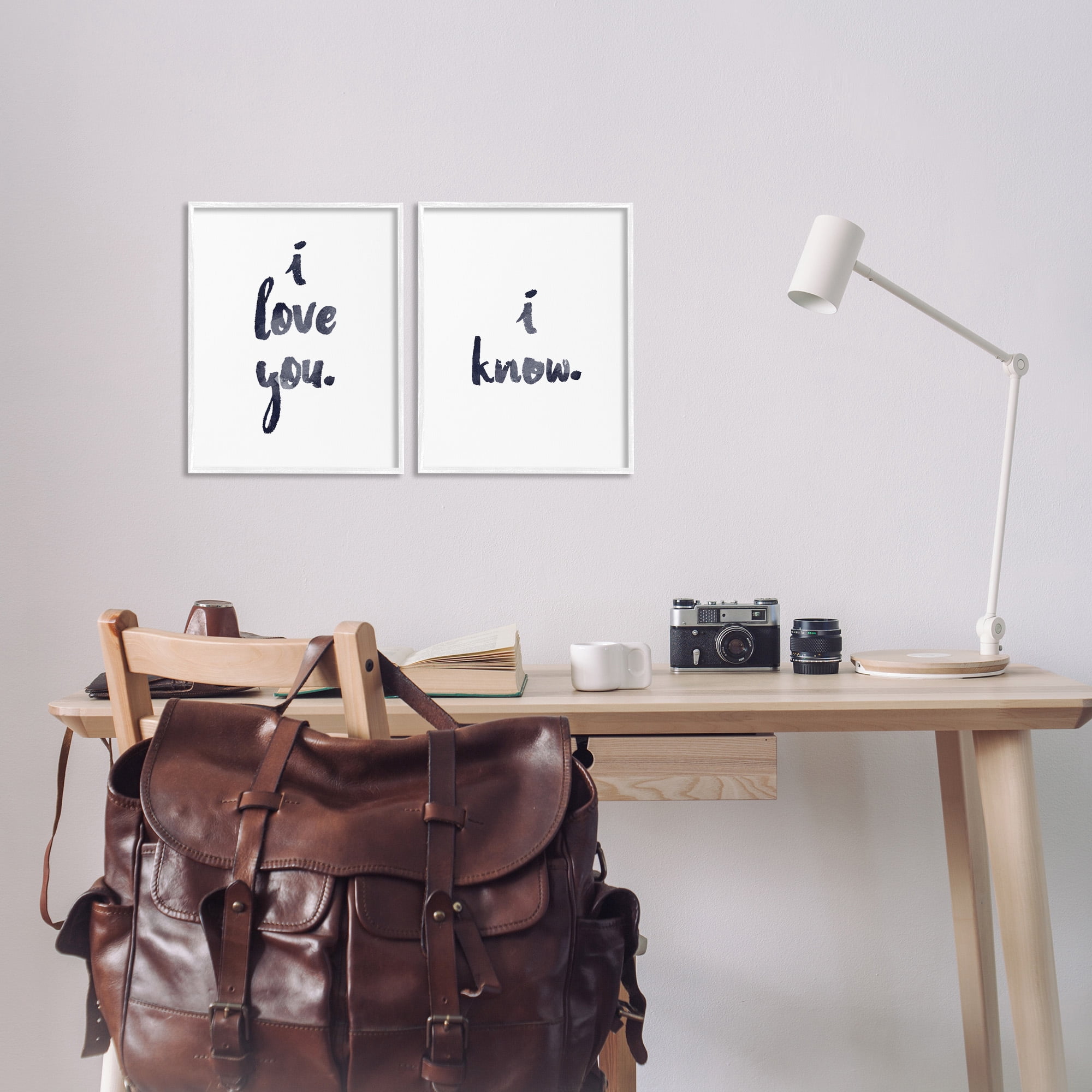 Stupell Industries Glam I Love You Phrase Inspirational Painting White Framed Art Print Wall Art, 11 x 14, Set of 2