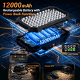 thumbnail image 4 of Rechargeable Led Work Light 10000LM 12000mAh, Portable Magnetic Work Light with Hook, 4 Modes Waterproof for Garage, Car Repair, Mechanics,Camping lights,Emergency Lanterns for Power Outages, 4 of 9