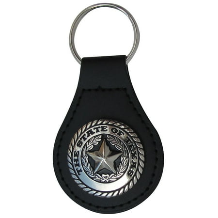 Leather Keychain Ring - Texas State Seal TX Leather Car Keyfob Truck Key Ring Chain Fob Keyring Keychain