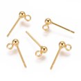 thumbnail image 1 of 304 Stainless Steel Ear Stud Components with Loop Ball Real 18k Gold Plated 14x3mm Hole: 1.6~1.8mm Pin: 0.7mm, 1 of 2