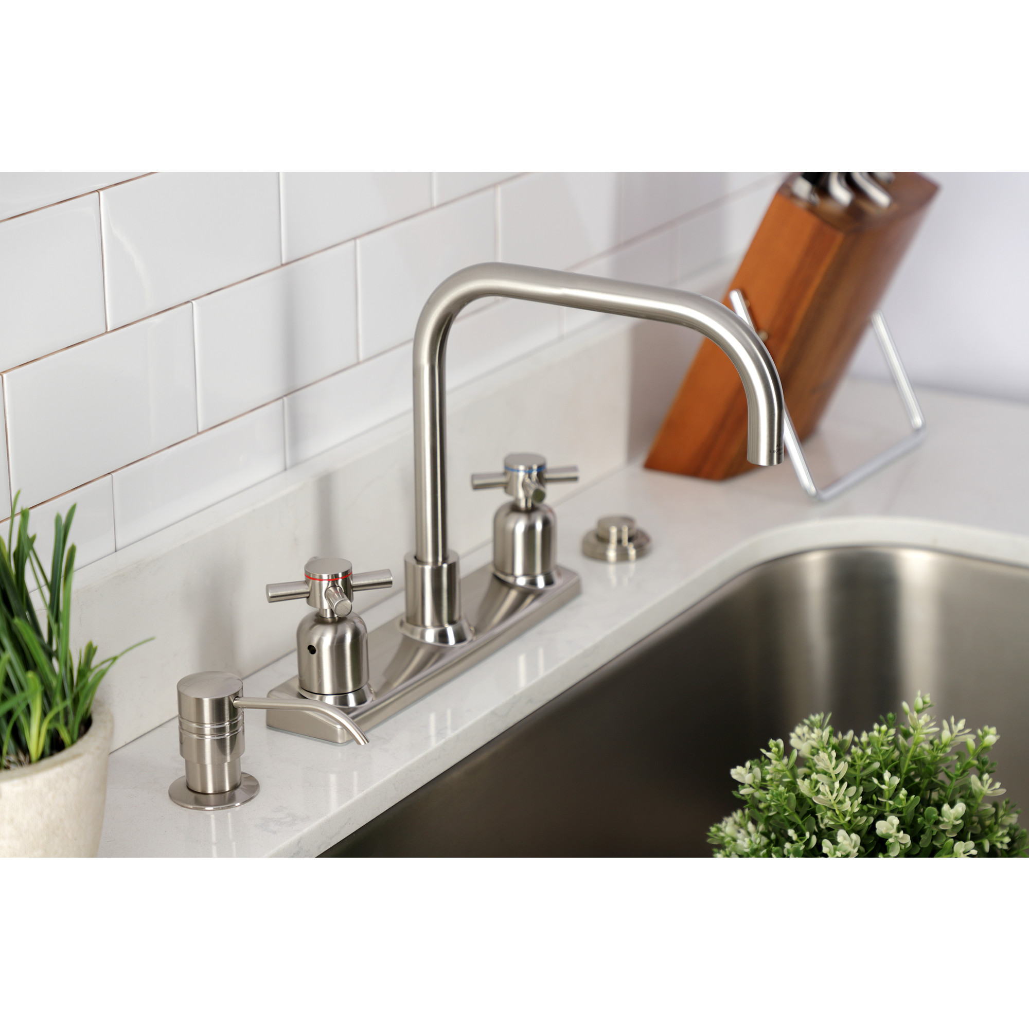 Kingston FB2148DX Concord Two-Handle 2-Hole 8" Centerset Kitchen Faucet in Brushed Nickel